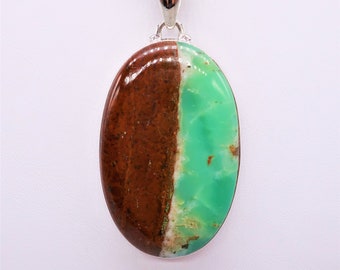 Colgante grande de crisoprasa boulder (Australia)/plata de ley, tamaño de piedra 47 x 31 mm