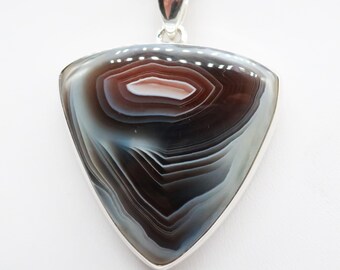 Botswana Agate/Sterling Silver Pendant, Stone Size is 37 x 37 mm