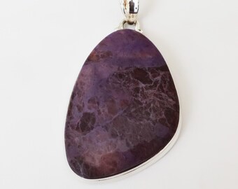 Lavender Jade/Sterling Silver Pendant, Stone Size is 42 x 28 mm