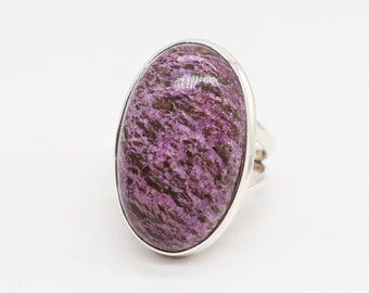 Purpurite/Sterling Silver Ring, Stone Size is 24 x 15 mm, Size is 8
