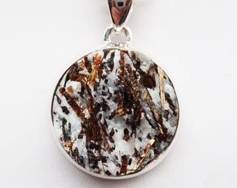 Rough Astrophyllite Sterling Silver Pendant, Stone 20 x 20 mm