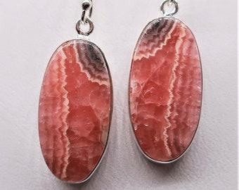Pendientes de rhochrosite/Sterling Silver, tamaño de la piedra es 26 x 13 mm