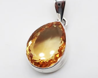 Citrine Sterling Silver Pendant, Stone 15 x 12 mm