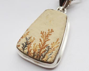 Colgante de plata esterlina/dendrita alemana, tamaño de piedra 20 x 16 mm