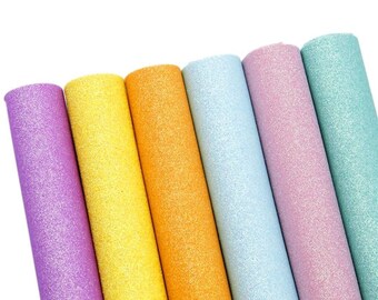 Fine Glitter Color Variety Size A5 Set of 5 Pieces Faux Leather Sheets, Synthetic Leather Sheets, Bow Making, Jewelry Making, Vinyl