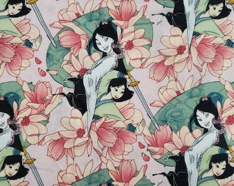 Disney Mulan Cotton Fabric by the Yard or 1/2 yard or Fat Quarter