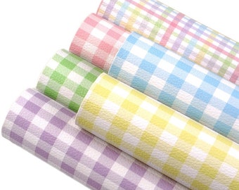 Pastel Plaid Faux Leather Sheets, Fall Synthetic Leather Sheets, Bow Making, Jewelry Making Easter, Bunny, Chick, spring, Vinyl