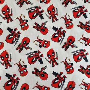 Stretchy Anti Hero Toss Cotton Lycra White Background Fabric by the Yard or 1/2 yard or Fat Quarter or Tumbler Cut