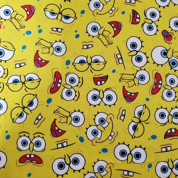 Square Pants 100% Cotton Woven Fabric by the Yard, 1/2 yard, Quarter Yard, Fat Quarter, or tumbler cut. Cartoon