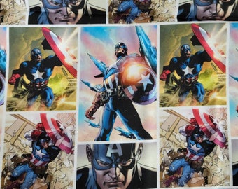 Marvel Avengers Captain America Superhero Cotton Fabric by the Yard or 1/2 Yard