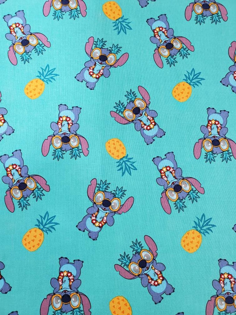 Disney Stitch Pineapple Cotton Fabric by the Yard Half Yard Etsy