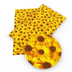 Sunflowers Vinyl Sheets Faux Leather Sheets, Synthetic Leather Sheets, Bow Making, Jewelry Making, Fall, Harvest