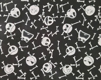 Disney Jack Bone Toss Nightmare Before Christmas Cotton Fabric by the Yard , Half Yard , or Fat Quarter Halloween, Jack Skellington, Spooky