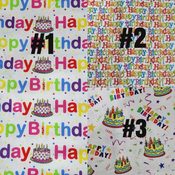 Birthday Party 100% Cotton Woven Fabric by the Yard or 1/2 yard or Fat Quarter or Tumbler Cut, Treats, Candy, Confection, Cake , Candles