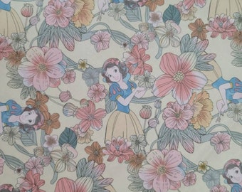 Disney Princess Snow White 100% Cotton Fabric by the Yard , 1/2 Yard , Fat Quarter,  Snow White and The Seven Dwarves