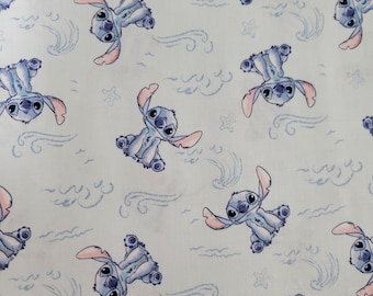 Disney Stitch Sketch Wave Cotton Fabric by the Yard, Half Yard, Fat Quarter Lilo & Stitch, Summer, Water, Ocean