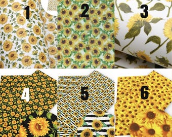 Sunflowers Vinyl Sheets Faux Leather Sheets, Synthetic Leather Sheets, Bow Making, Jewelry Making, Fall, Harvest, Summer