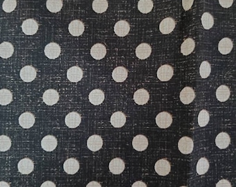 Textured Polka Dots Cotton Fabric by the Yard or 1/2 Yard Black White