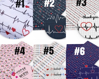 Medical Heartbeat Faux Leather Sheets, Synthetic Leather Sheets, Bow Making, Jewelry Making,Nurse, Career, Medic, EKG, Heart Monitor
