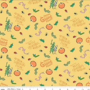 Roald Dahl&#39;s James and the Giant Peach By Designer Riley Blake Cotton Quilt Fabrics Fabric by the Yard or 1/2 Yard or Fat Quarter