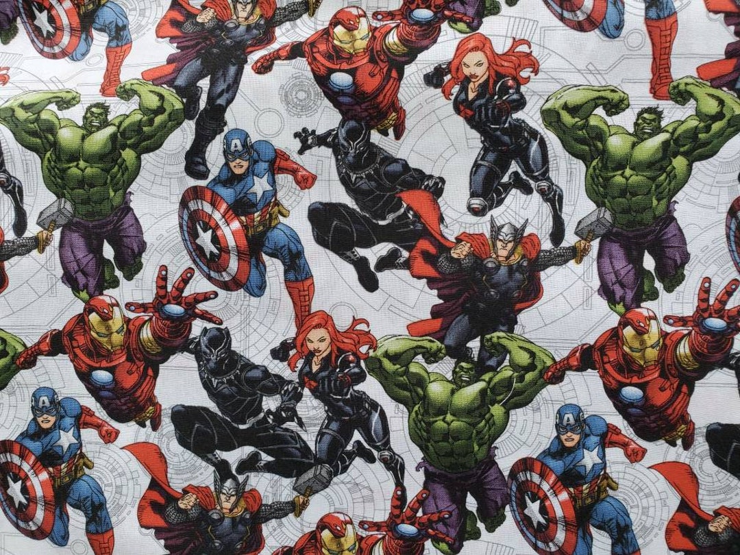Marvel Avengers Superhero Cotton Fabric by the Yard or 1/2 Yard Iron ...