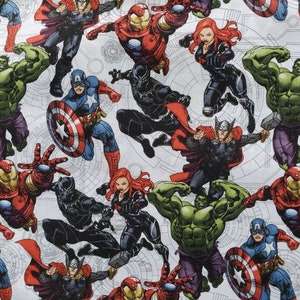 Marvel Avengers Superhero Cotton Fabric by the Yard or 1/2 Yard Iron ...