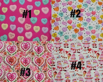 56" Width Saint Valentine's Day 100% Cotton Woven Fabric by the Yard, 1/2 yard, Fat Quarter, 1/4 Yard, Pink, Red, White, Hearts, Love, sweet