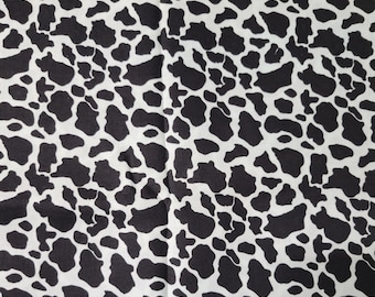 56" Width Black and White Cow Print 100% Cotton Woven Fabric by the Yard, 1/2 yard, Fat Quarter, Tumbler Cut, Moo, Cosplay, Animals, Farm