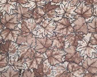 ABS Autumn Leaves Chocolate Background Novelty Cotton Fabric by the Yard or 1/2 Yard