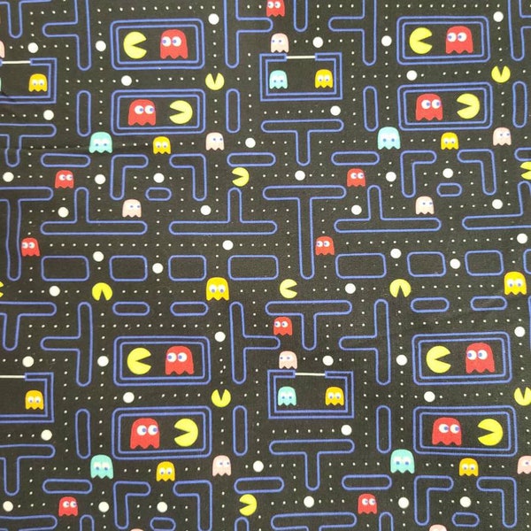 Retro Arcade Games Toss 100% Cotton Woven Fabric by the Yard or 1/2 yard or Fat Quarter or Tumbler Cut