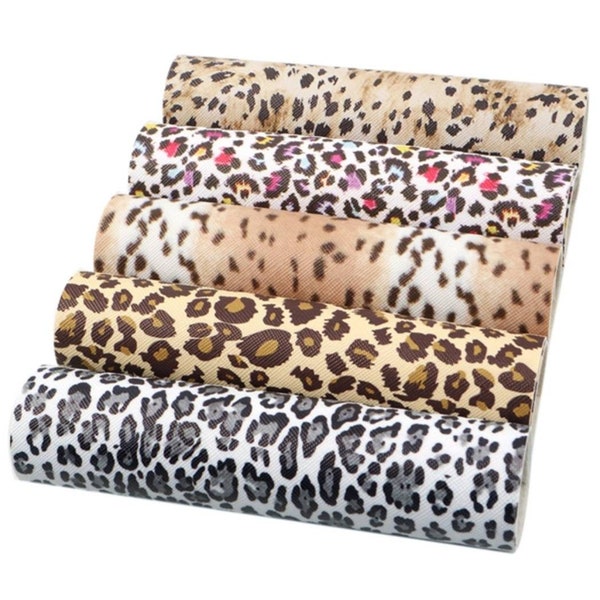 Animal Print, Cheetah, Leopard Size A5 Set of 5 Pieces Faux Sheets, Synthetic Leather Sheets, Bow Making, Jewelry Making,  Vinyl