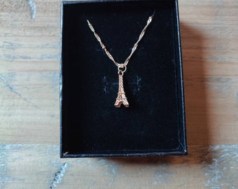 Pink Gold Eiffel Tower Necklace Paris Jewelry Necklace France Minimalist Necklace Romantic Necklace for Women Valentine Gift