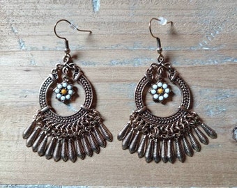 Boho oorbellen goud Etnische Lange Oorbellen Kleurrijke Tassel Drop Oorbellen Bloem Voor Vrouwen Oorbellen Statement Sieraden Geschenken