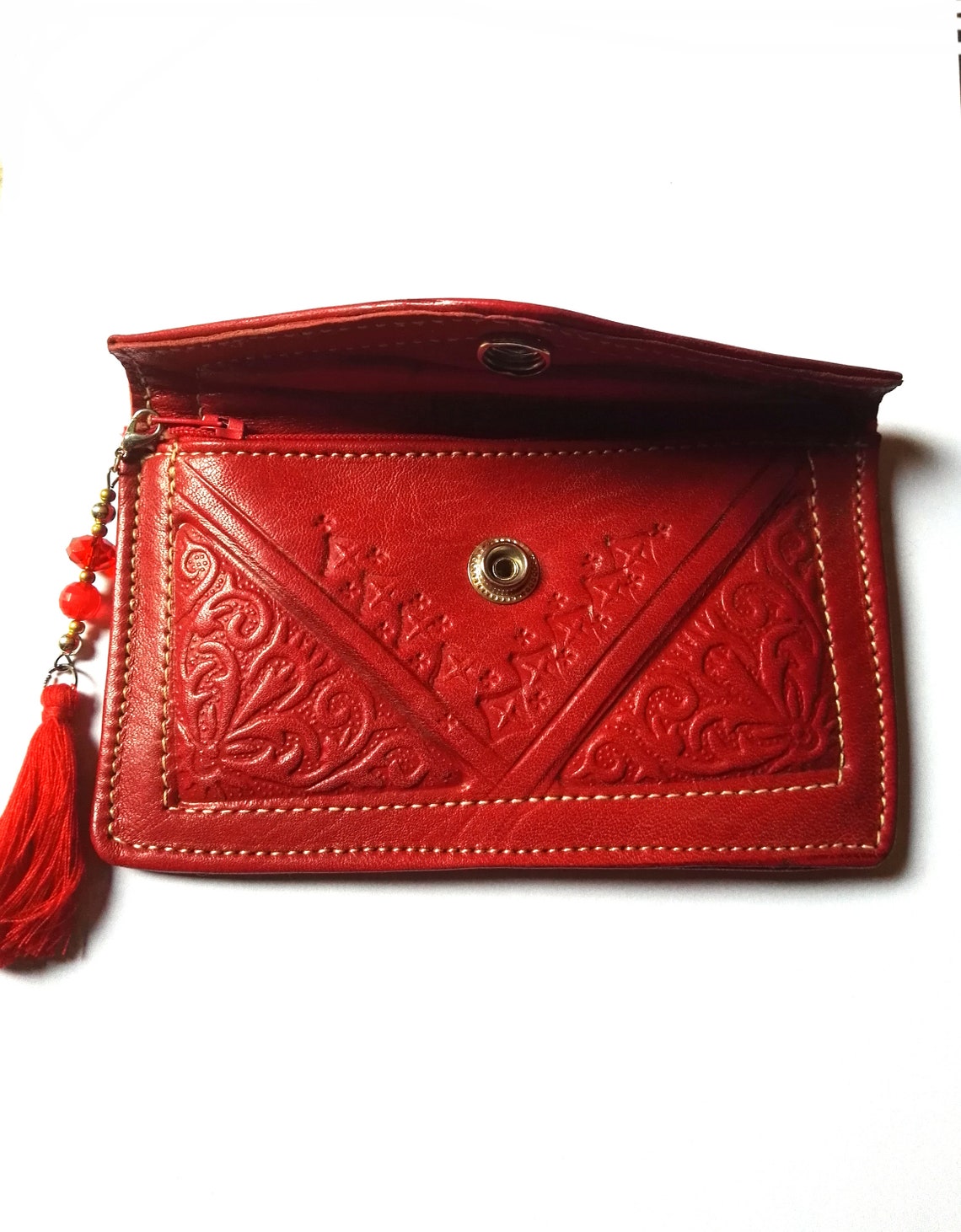 Large Red Leather Wallet Red Leather Wallet Leather Wallet Etsy