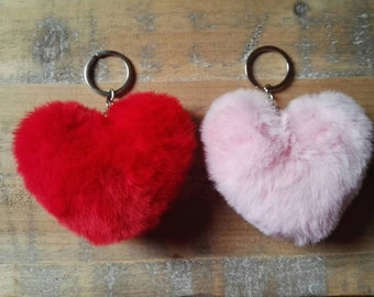 Corazón Pom pom llavero Corazón pon pon corazón pelusa - Etsy