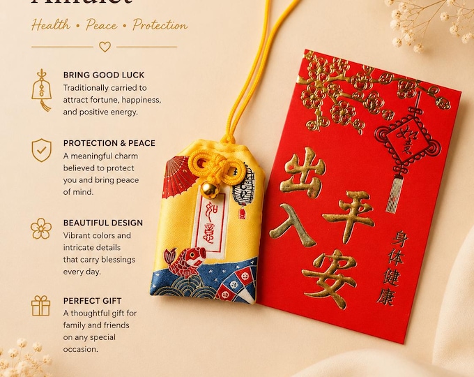 Koi fish Omamori Yellow Japanese Omamori Talisman the fulfillment of all your wishes Japanese lucky amulet carp koi Omamori for your dreams and wishes