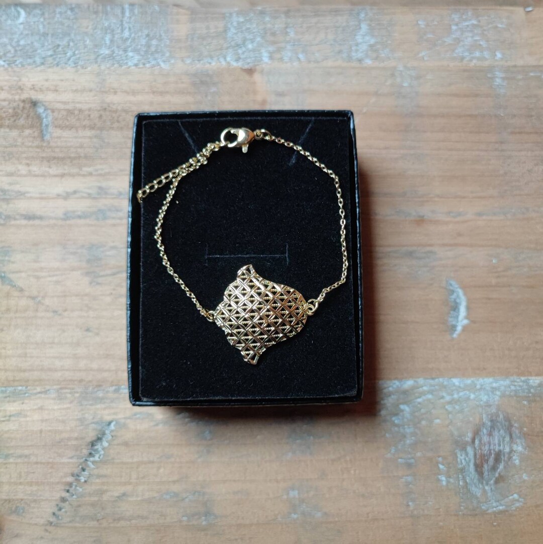 thumbnail image 2 of 18K Gold Plated Hamsa Hand Bracelet – Fatima's Hand With Cubic Zirconia, Gold Chain 2 of 3