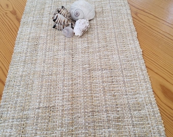 Natural Oatmeal handwoven table runner, Eco-friendly. machine washable, dryable, preshrunk, variety of lengths, cotton, viscose.