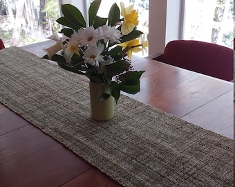 New Moss table runners, handwoven green, gold, bronze, eco-friendly cotton, rayon, machine washable dryable