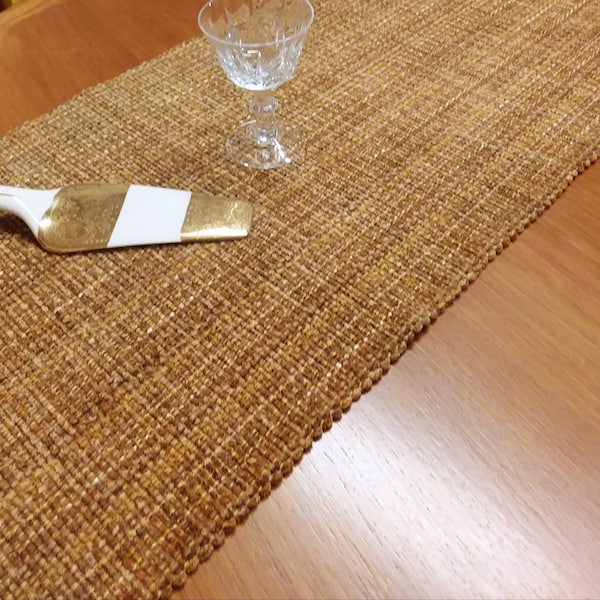 Golden Butterscotch table runners - Eco-friendly, handwoven, machine washable, dryable, preshrunk, cotton, viscose, subtle metallic sparkle