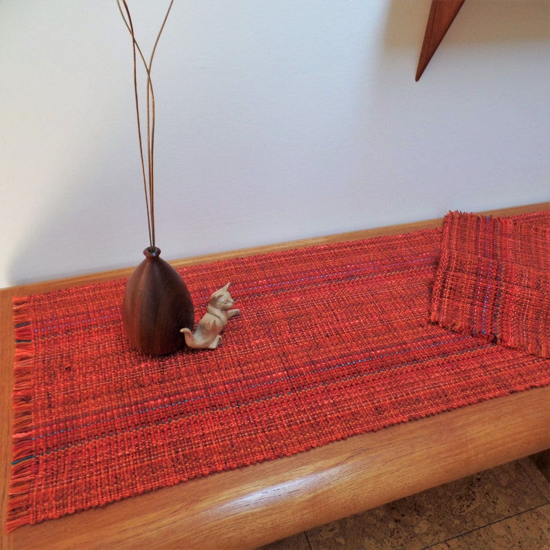 Marrakesh/terracotta Handwoven Table Runner cotton viscose Eco-friendly easy care machine washable dryable preshrunk image 2