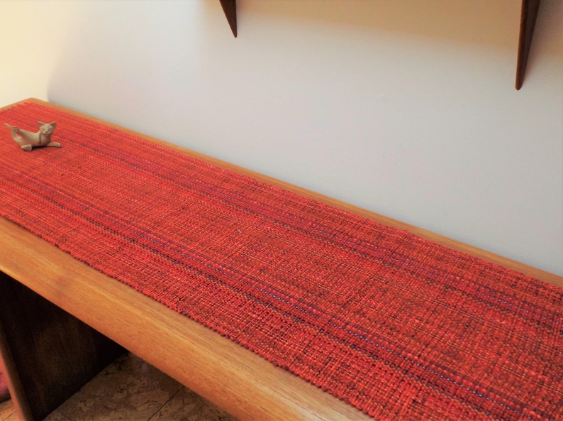 Marrakesh/terracotta Handwoven Table Runner cotton viscose Eco-friendly easy care machine washable dryable preshrunk image 1