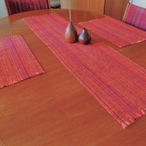 Marrakesh/terracotta Handwoven Table Runner cotton viscose Eco-friendly easy care machine washable dryable preshrunk image 9