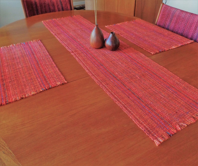 Marrakesh/terracotta Handwoven Table Runner cotton viscose Eco-friendly easy care machine washable dryable preshrunk image 9