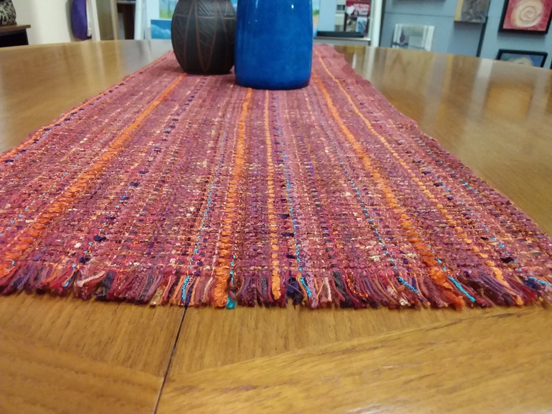 Marrakesh/terracotta Handwoven Table Runner Cotton Viscose - Etsy