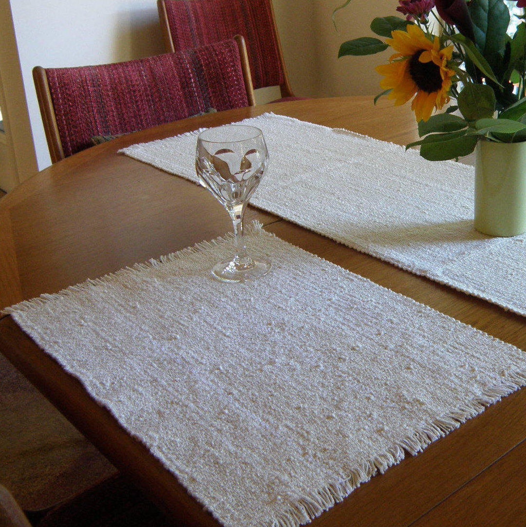 Natural White Pair Placemats , Ecofriendly, Machine Washable, Dryable