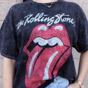 THE ROLLING STONES - Classic Lick in Stones - Unisex cut hem Tee (Rhinestones Optional) - 1960s music, english rock band, miss you