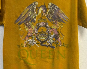 QUEEN 'Vintage Color' Unisex Tee (Rhinestones Optional) Officially licensed Tawny Olive Mineral wash