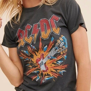 AC/DC - Blow Up - Unisex Vintage Tee (ACD0278-798PBK) classic rock, hells bells, acdc, back in black, rock music, thunderstruck, rock