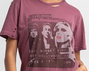 BLONDIE - West Hollywood - Unisex Destroyed Tee (BLN0329-474PMR) deborah harry, rapture, hanging on the telephone, rock, 1977